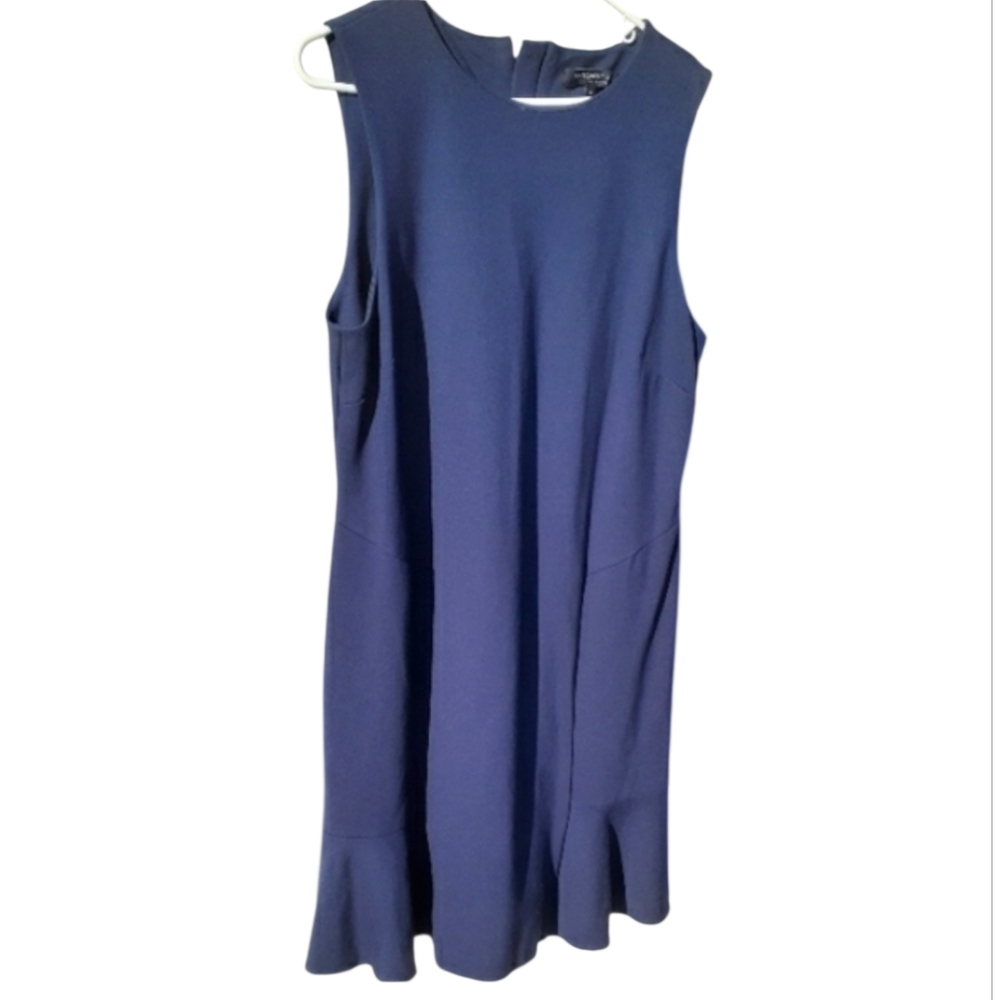 ​Margaret M Blue Ponte Ruffle Hem Sleeveless Dress 1X Made in Canada